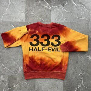 333 Half Evil Sweatshirt Mens Medium Tie Dye Graphic Grewneck Streetwear Skate